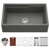 Houzer Quartztone 33" Slate Apron Front Farmhouse Granite Composite Workstation Kitchen Sink with Accessories - W-133 SLATE-C