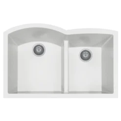 Houzer Quartztone 33" Undermount Granite Kitchen Sink, 60/40 Double Bowl, Cloud, P-175U Cloud