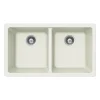 Houzer Quartztone 33" White Granite Composite Undermount 50/50 Double Bowl Kitchen Sink - M-200U WHITE