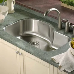 Houzer 32" Stainless Steel Undermount Gourmet Single Bowl Kitchen Sink, 18 Gauge, MH-3200-1