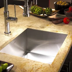 Houzer 23" Stainless Steel Undermount Zero Radius Single Bowl Kitchen Sink, 18 Gauge, CTS-2300