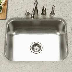 Houzer 23" Stainless Steel Undermount Single Bowl Kitchen Sink, 18 Gauge, STS-1300-1