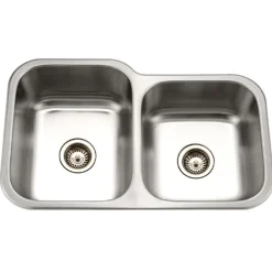 Houzer 32" Stainless Steel Undermount 60/40 Double Bowl Kitchen Sink, 18 Gauge, MEC-3220SR-1