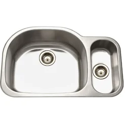 Houzer 32" Stainless Steel Undermount 80/20 Double Bowl Kitchen Sink, 18 Gauge, MG-3209SR-1