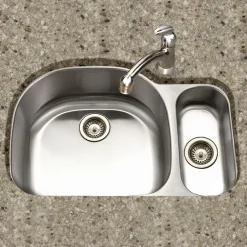 Houzer 32" Stainless Steel Undermount 80/20 Double Bowl Kitchen Sink, 18 Gauge, MG-3209SR-1