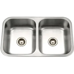 Houzer 32" Stainless Steel Undermount Large Double Bowl Kitchen Sink, 18 Gauge, MGD-3120-1