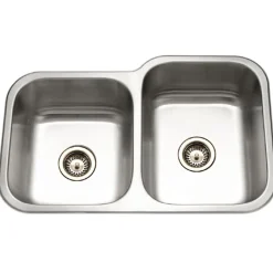 Houzer 32" Stainless Steel Undermount 60/40 Double Bowl Kitchen Sink, 20 Gauge, EC-3208SL-1