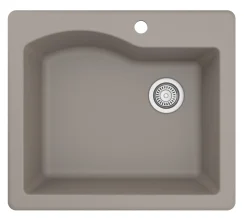 Karran 25" Drop In/Topmount Quartz Composite Kitchen Sink, Concrete, QT-671-CN-PK1