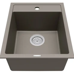 Karran 16" Drop In/Topmount Quartz Composite Kitchen Sink, Concrete, QT-825-CN