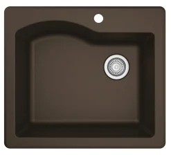 Karran 25" Drop In/Topmount Quartz Composite Kitchen Sink, Brown, QT-671-BR