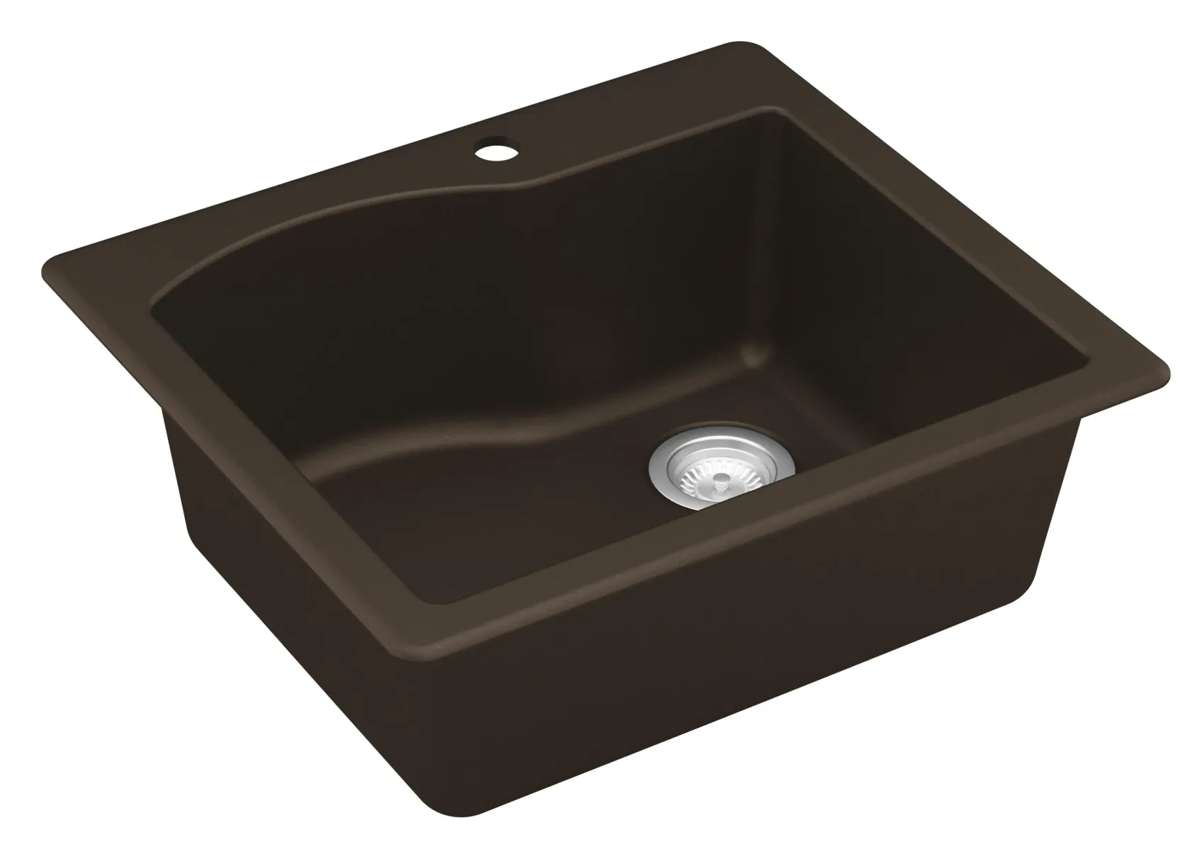 Karran 25" Drop In/Topmount Quartz Composite Kitchen Sink, Brown, QT-671-BR