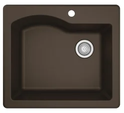 Karran 25" Drop In/Topmount Quartz Composite Kitchen Sink, Brown, QT-671-BR-PK1