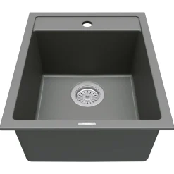 Karran 16" Drop In/Topmount Quartz Composite Kitchen Sink, Grey, QT-825-GR