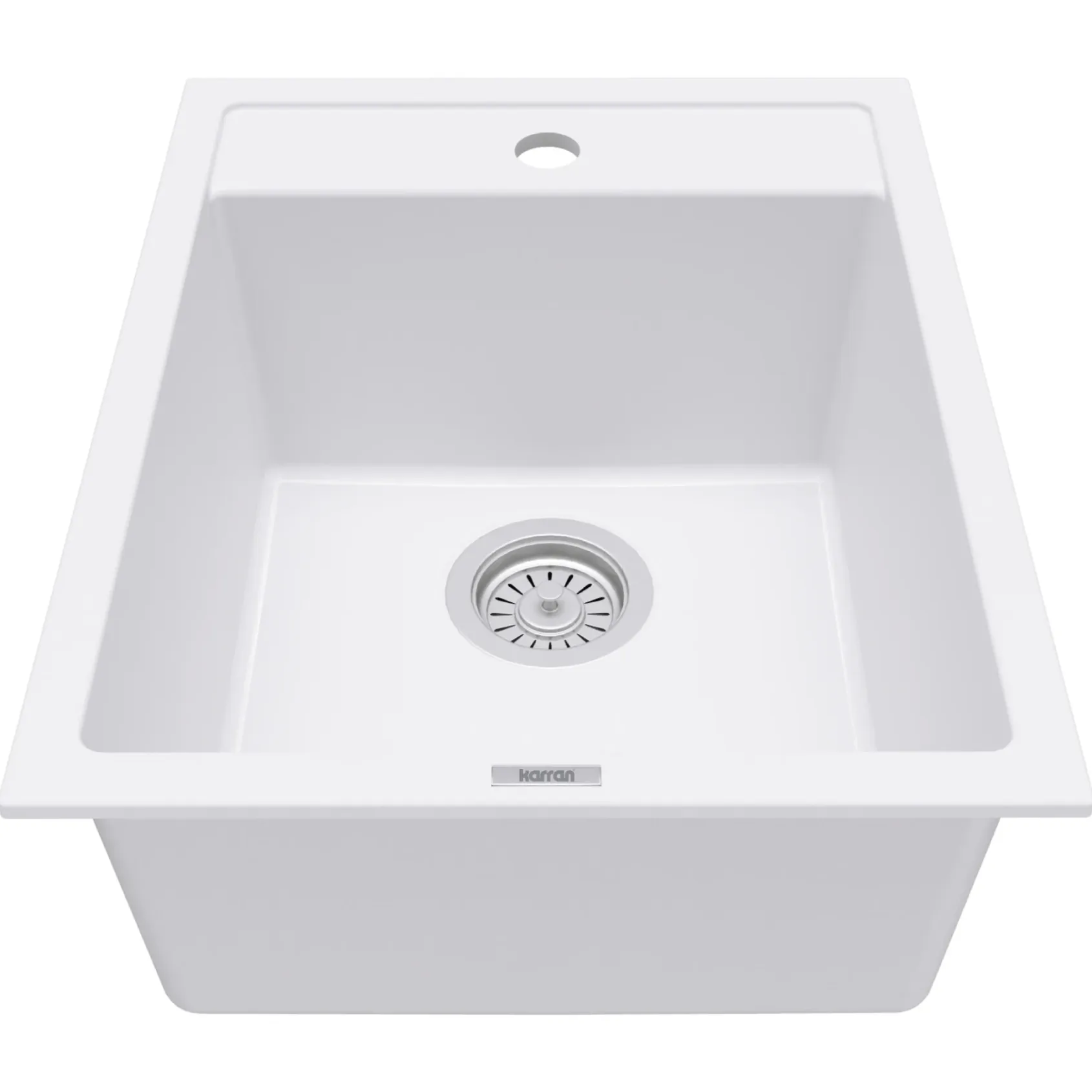 Karran 16" Drop In/Topmount Quartz Composite Kitchen Sink, White, QT-825-WH