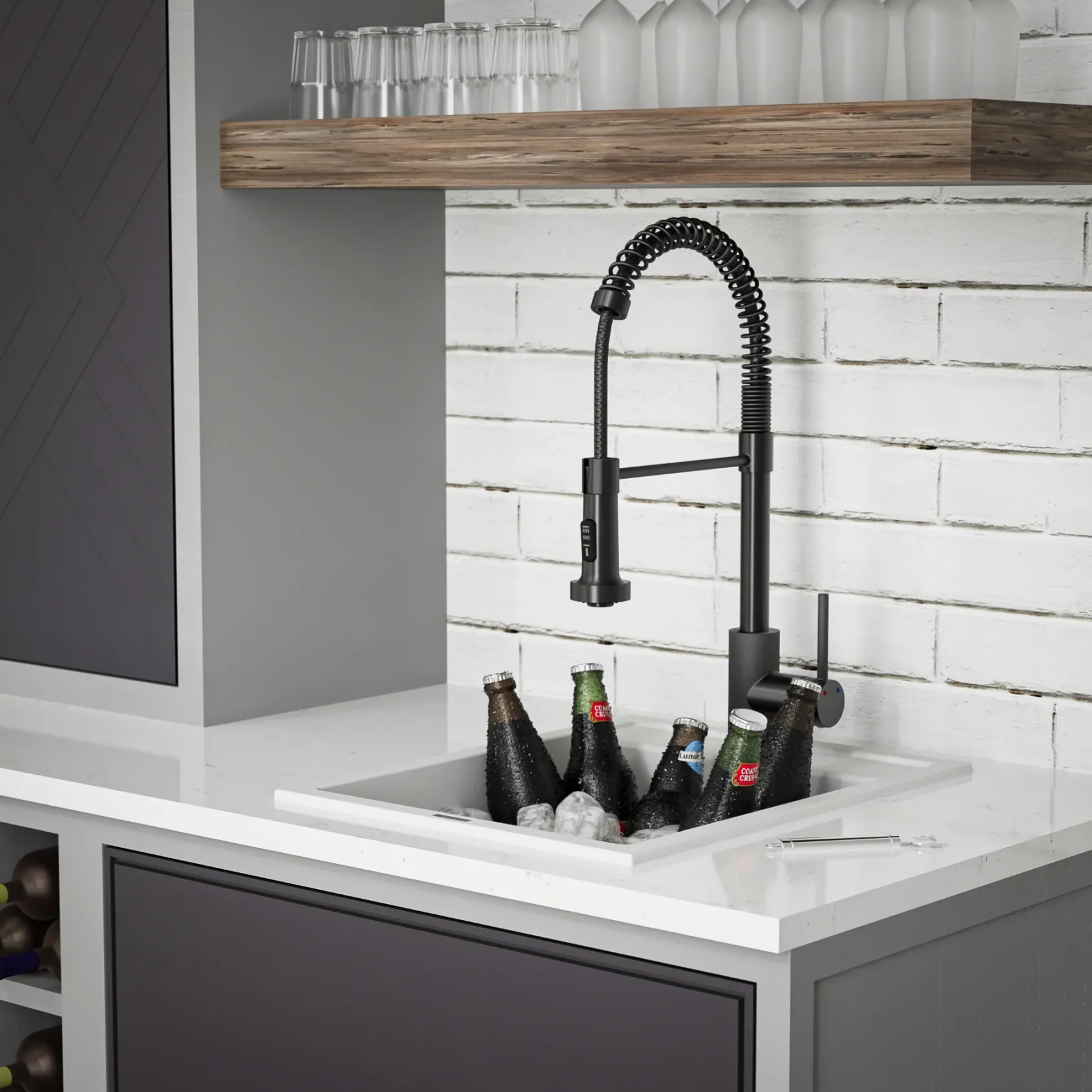Karran 16" Drop In/Topmount Quartz Composite Kitchen Sink, White, QT-825-WH