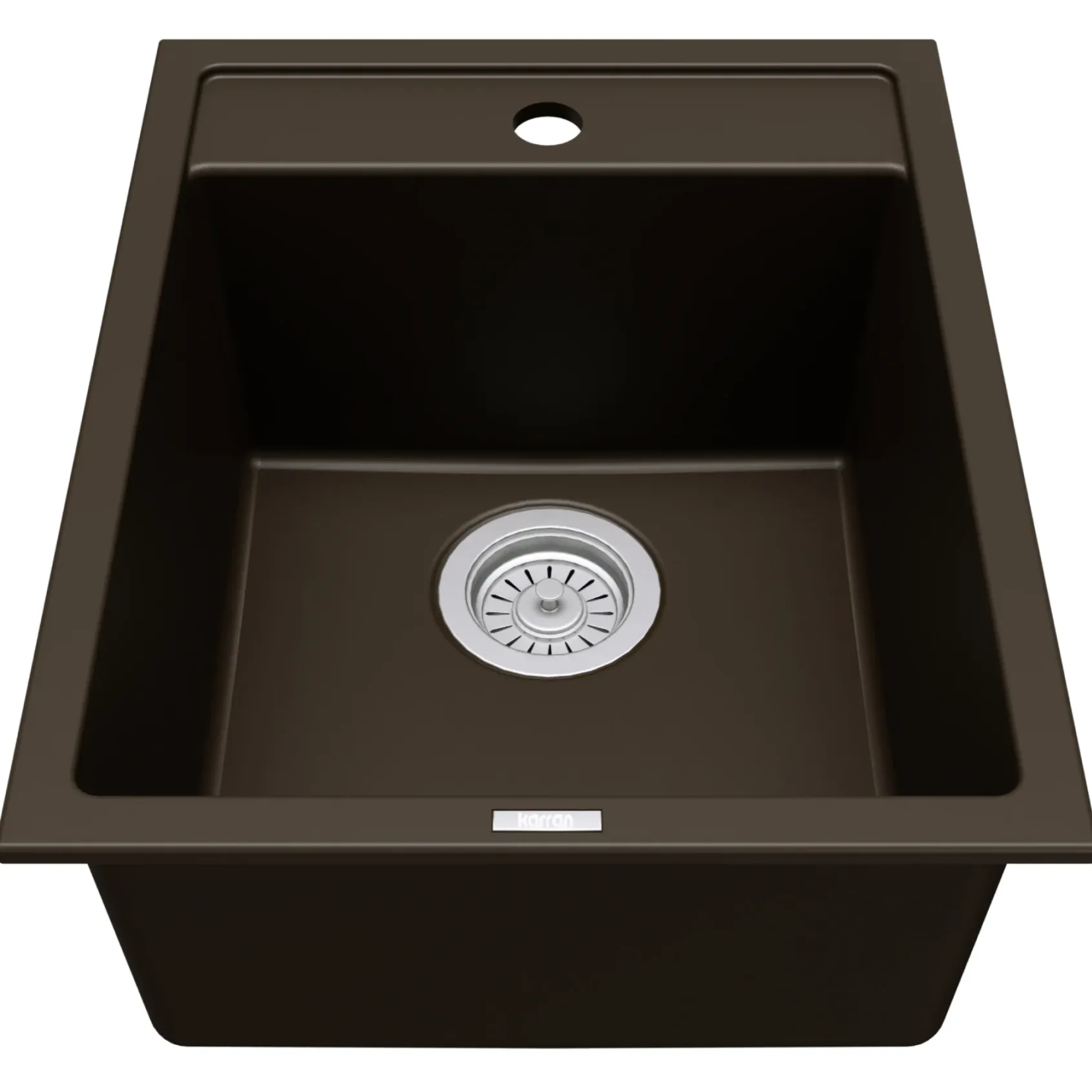 Karran 16" Drop In/Topmount Quartz Composite Kitchen Sink, Brown, QT-825-BR