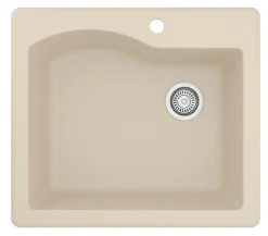 Karran 25" Drop In/Topmount Quartz Composite Kitchen Sink, Bisque, QT-671-BI-PK1