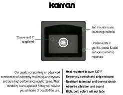 Karran 18" Quartz Bar/Prep Sink, Black, QX-680-BL