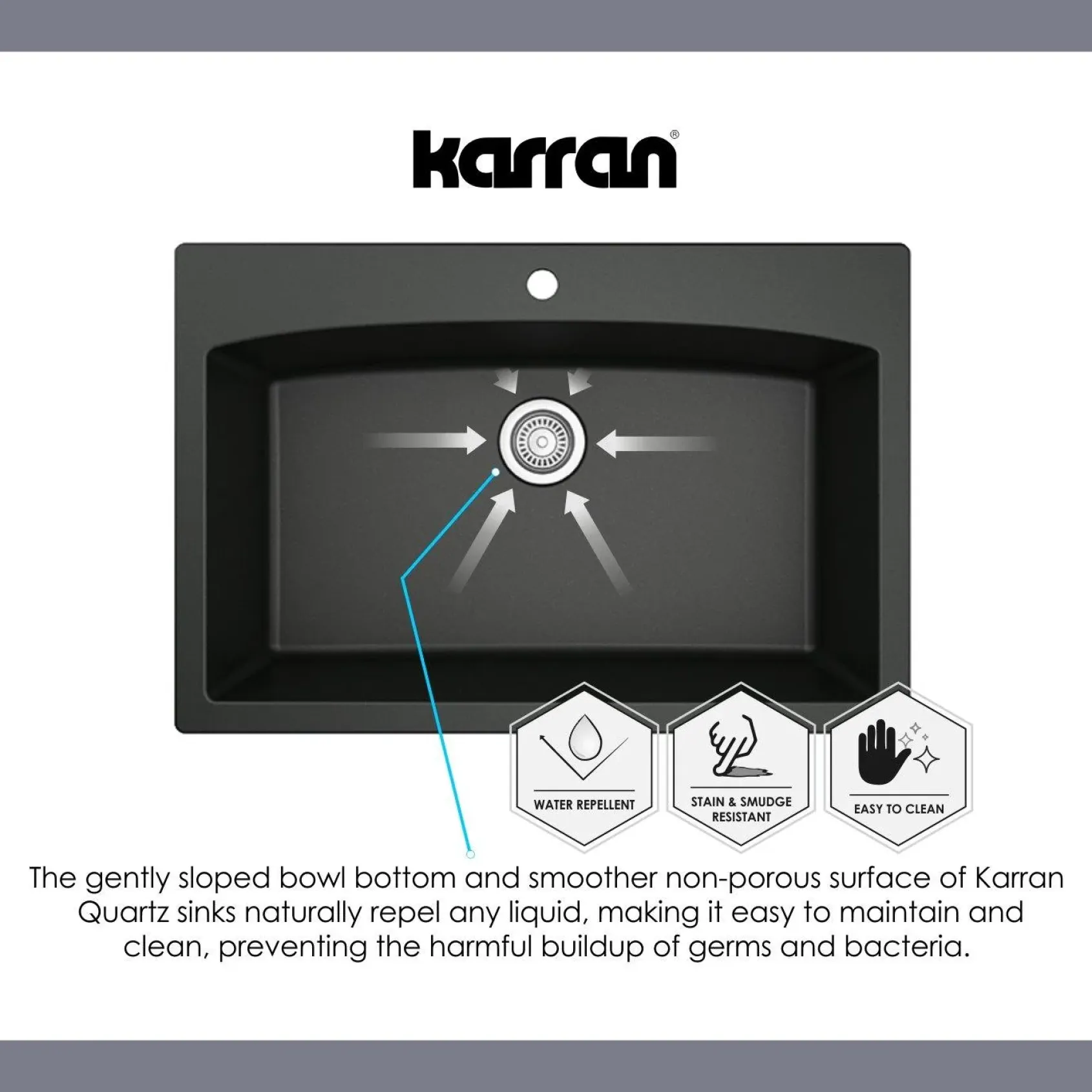 Karran 18" Quartz Bar/Prep Sink, Concrete, QX-680-CN
