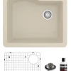 Karran 24" Undermount Quartz Composite Kitchen Sink, Bisque, QU-671-BI-PK1