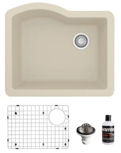 Karran 24" Undermount Quartz Composite Kitchen Sink, Bisque, QU-671-BI-PK1