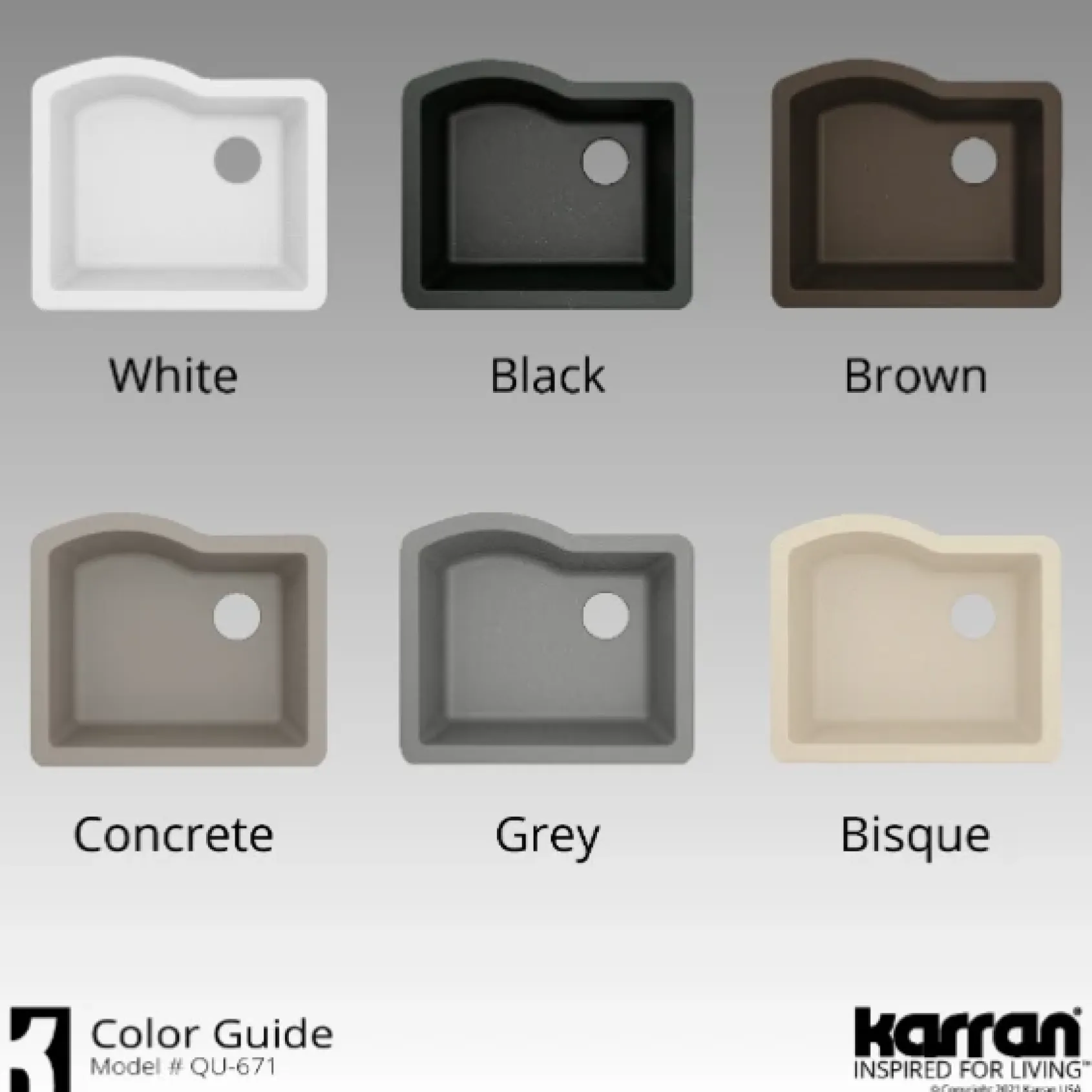 Karran 24" Undermount Quartz Composite Kitchen Sink, Black, QU-671-BL