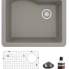 Karran 24" Undermount Quartz Composite Kitchen Sink, Concrete, QU-671-CN-PK1
