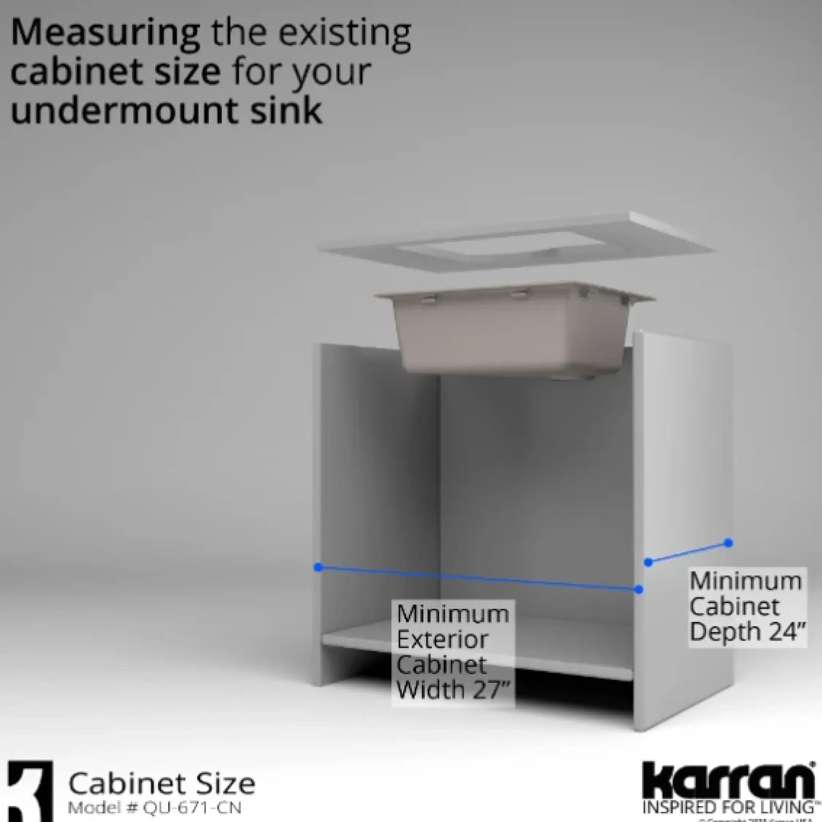 Karran 24" Undermount Quartz Composite Kitchen Sink, Concrete, QU-671-CN-PK1