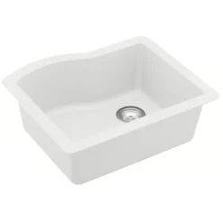 Karran 24" Undermount Quartz Composite Kitchen Sink, White, QU-671-WH