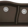 Karran 32" Undermount Quartz Composite Kitchen Sink, 60/40 Double Bowl, Brown, QU-630-BR