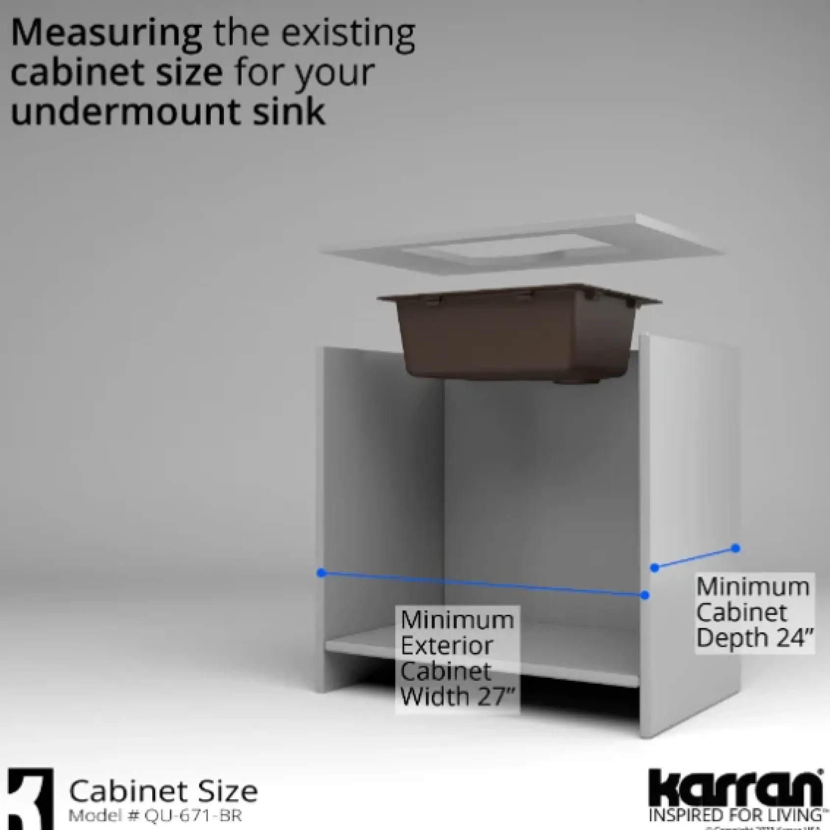 Karran 24" Undermount Quartz Composite Kitchen Sink, Brown, QU-671-BR