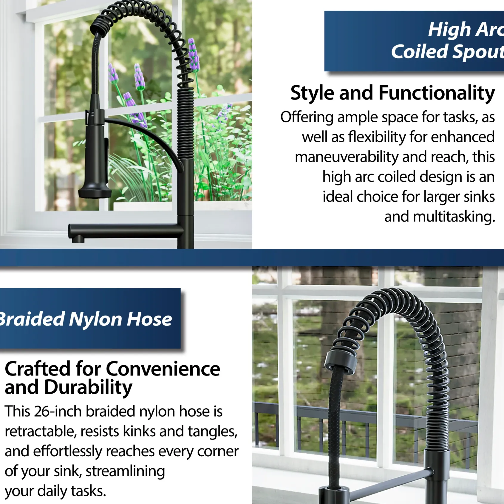 Karran Adlington 1.8 GPM Single Lever Handle Lead-free Brass ADA Kitchen Faucet, Pull-Down, Matte Black, KKF360MB