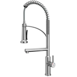 Karran Adlington 1.8 GPM Single Lever Handle Lead-free Brass ADA Kitchen Faucet, Pull-Down, Stainless Steel, KKF360SS