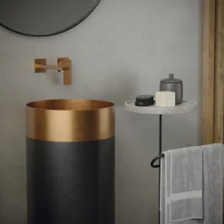 Karran Alberton 1.5 GPM Single Lever Handle Lead-free Brass ADA Bathroom Faucet, Wall Mounted, Brushed Copper, KBF620BC
