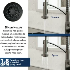 Karran Alston 1.8 GPM Single Lever Handle Lead-free Brass ADA Touchless Kitchen Faucet, Pull-Down, Gunmetal Grey, KKF215GG