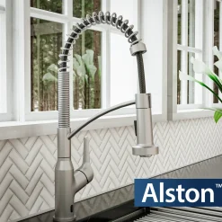 Karran Alston 1.8 GPM Single Lever Handle Lead-free Brass ADA Touchless Kitchen Faucet, Pull-Down, Oil Rubbed Bronze, KKF215SS