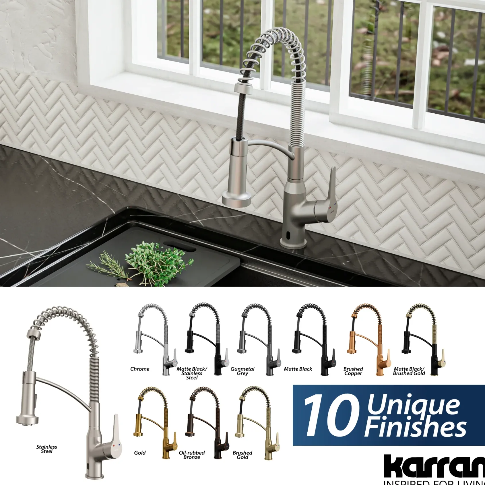 Karran Alston 1.8 GPM Single Lever Handle Lead-free Brass ADA Touchless Kitchen Faucet, Pull-Down, Oil Rubbed Bronze, KKF215SS