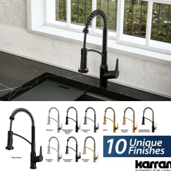 Karran Alston 1.8 GPM Single Lever Handle Lead-free Brass ADA Touchless Kitchen Faucet, Pull-Down, Matte Black, KKF215MB