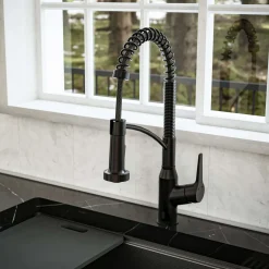 Karran Alston 1.8 GPM Single Lever Handle Lead-free Brass ADA Touchless Kitchen Faucet, Pull-Down, Matte Black, KKF215MB
