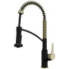 Karran Alston 1.8 GPM Single Lever Handle Lead-free Brass ADA Touchless Kitchen Faucet, Pull-Down, Matte Black & Brushed Gold, KKF215MBBG