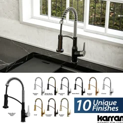 Karran Alston 1.8 GPM Single Lever Handle Lead-free Brass ADA Touchless Kitchen Faucet, Pull-Down, Matte Black & Stainless Steel, KKF215MBSS