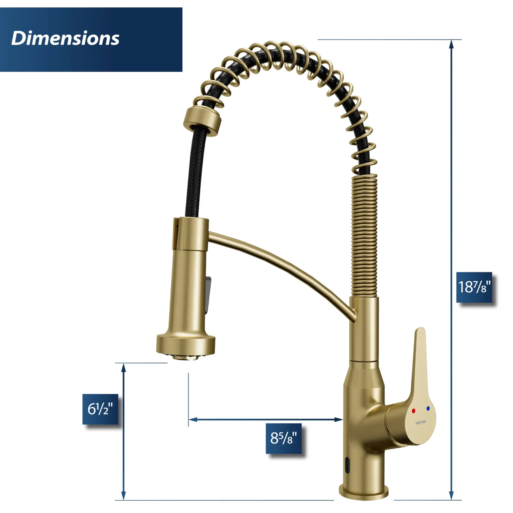 Karran Alston 1.8 GPM Single Lever Handle Lead-free Brass ADA Touchless Kitchen Faucet, Pull-Down, Brushed Gold, KKF215BG