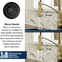 Karran Alston 1.8 GPM Single Lever Handle Lead-free Brass ADA Touchless Kitchen Faucet, Pull-Down, Brushed Gold, KKF215BG