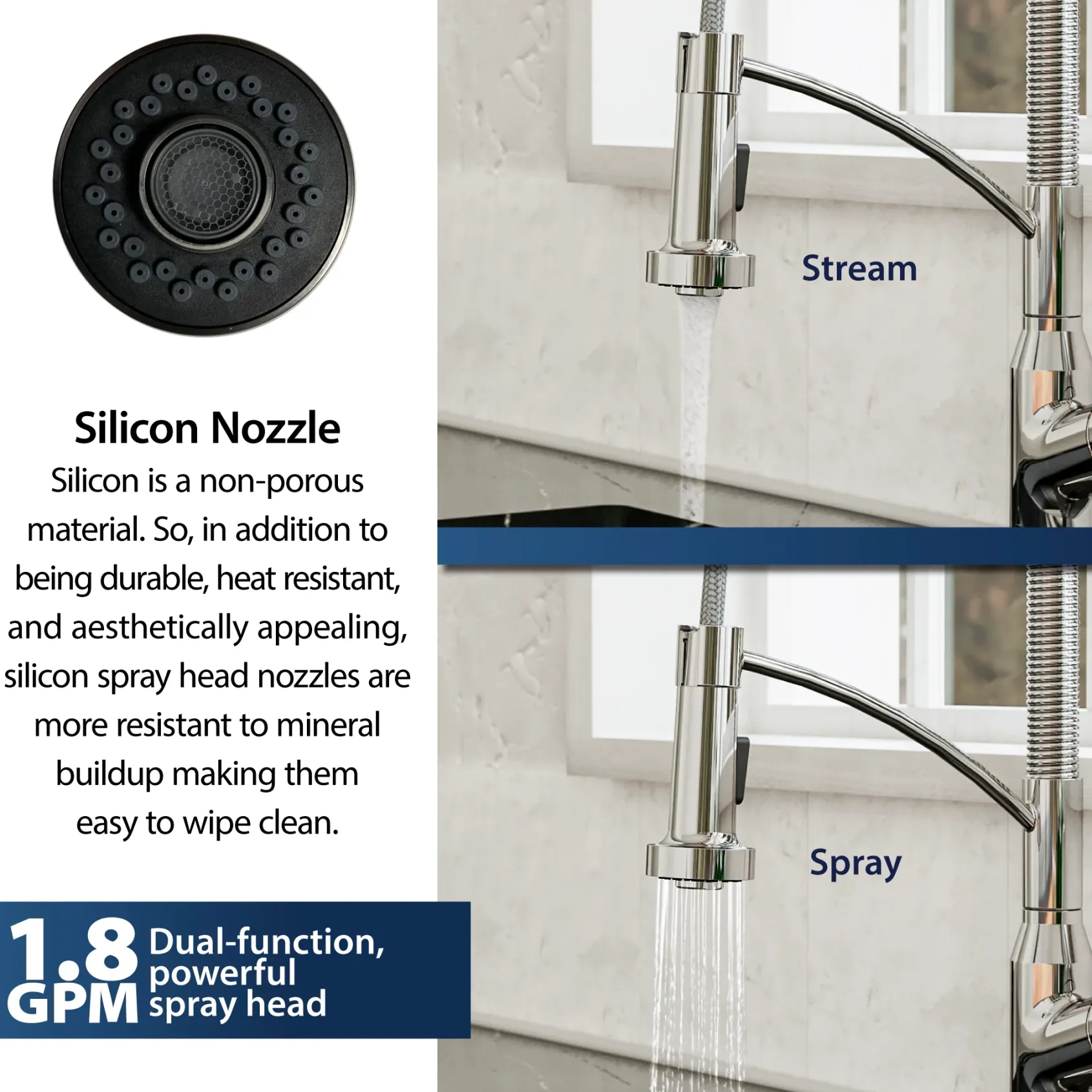 Karran Alston 1.8 GPM Single Lever Handle Lead-free Brass ADA Touchless Kitchen Faucet, Pull-Down, Chrome, KKF215C