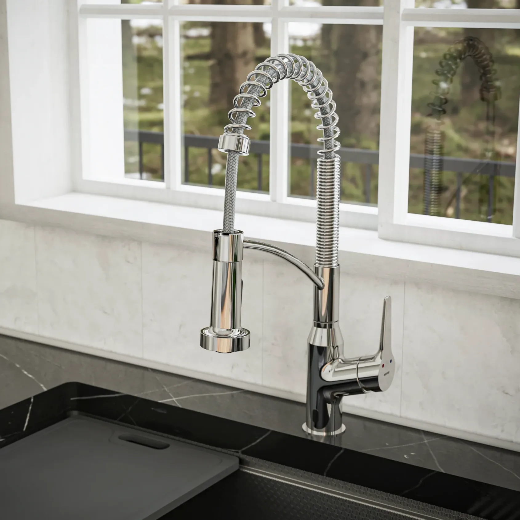 Karran Alston 1.8 GPM Single Lever Handle Lead-free Brass ADA Touchless Kitchen Faucet, Pull-Down, Chrome, KKF215C
