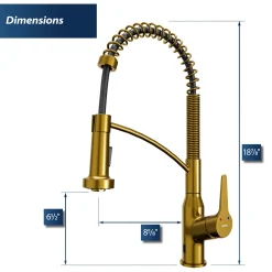 Karran Alston 1.8 GPM Single Lever Handle Lead-free Brass ADA Touchless Kitchen Faucet, Pull-Down, Gold, KKF215G