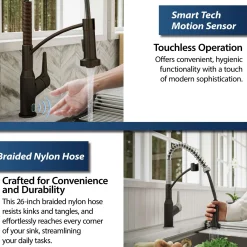 Karran Alston 1.8 GPM Single Lever Handle Lead-free Brass ADA Touchless Kitchen Faucet, Pull-Down, Oil Rubbed Bronze, KKF215ORB