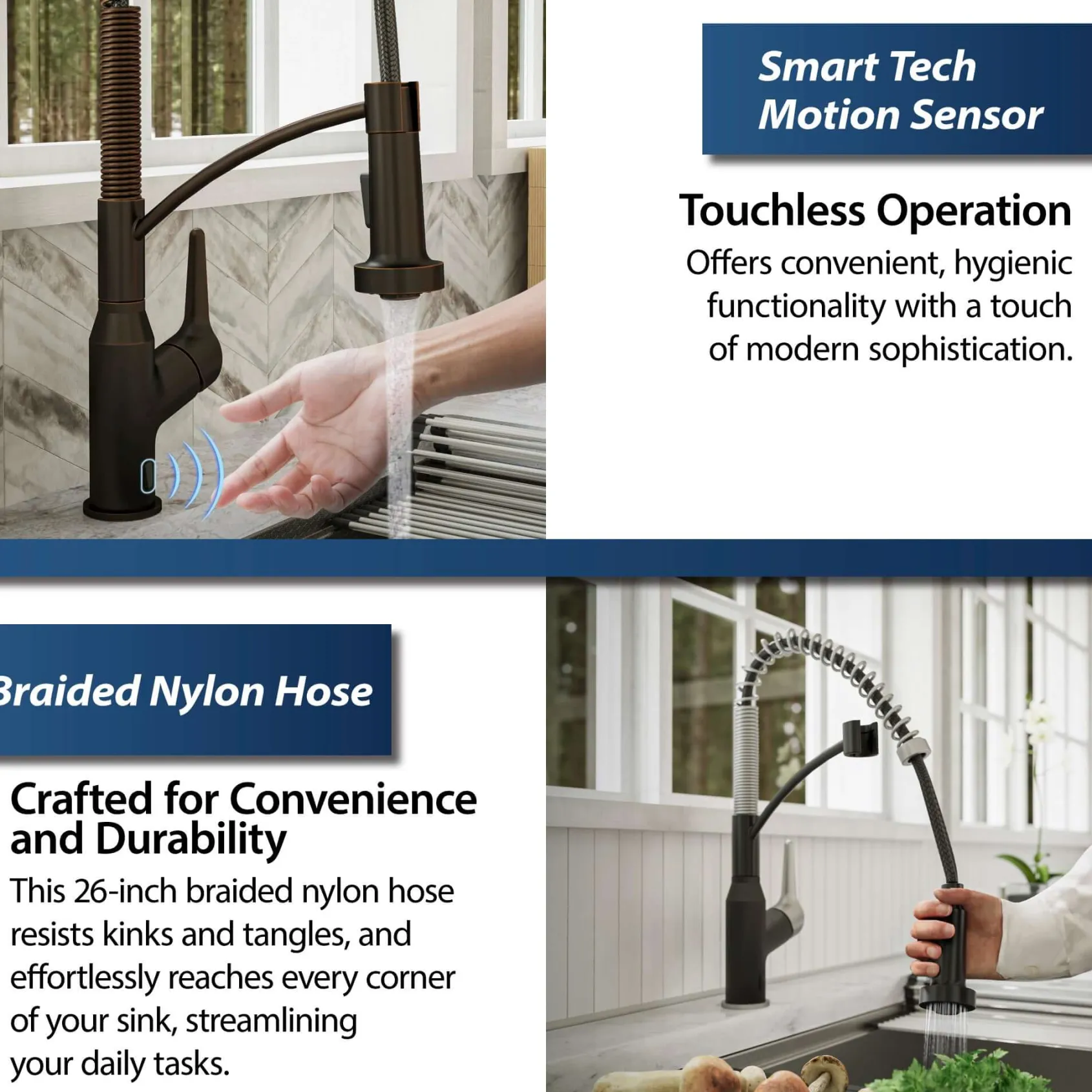 Karran Alston 1.8 GPM Single Lever Handle Lead-free Brass ADA Touchless Kitchen Faucet, Pull-Down, Oil Rubbed Bronze, KKF215ORB