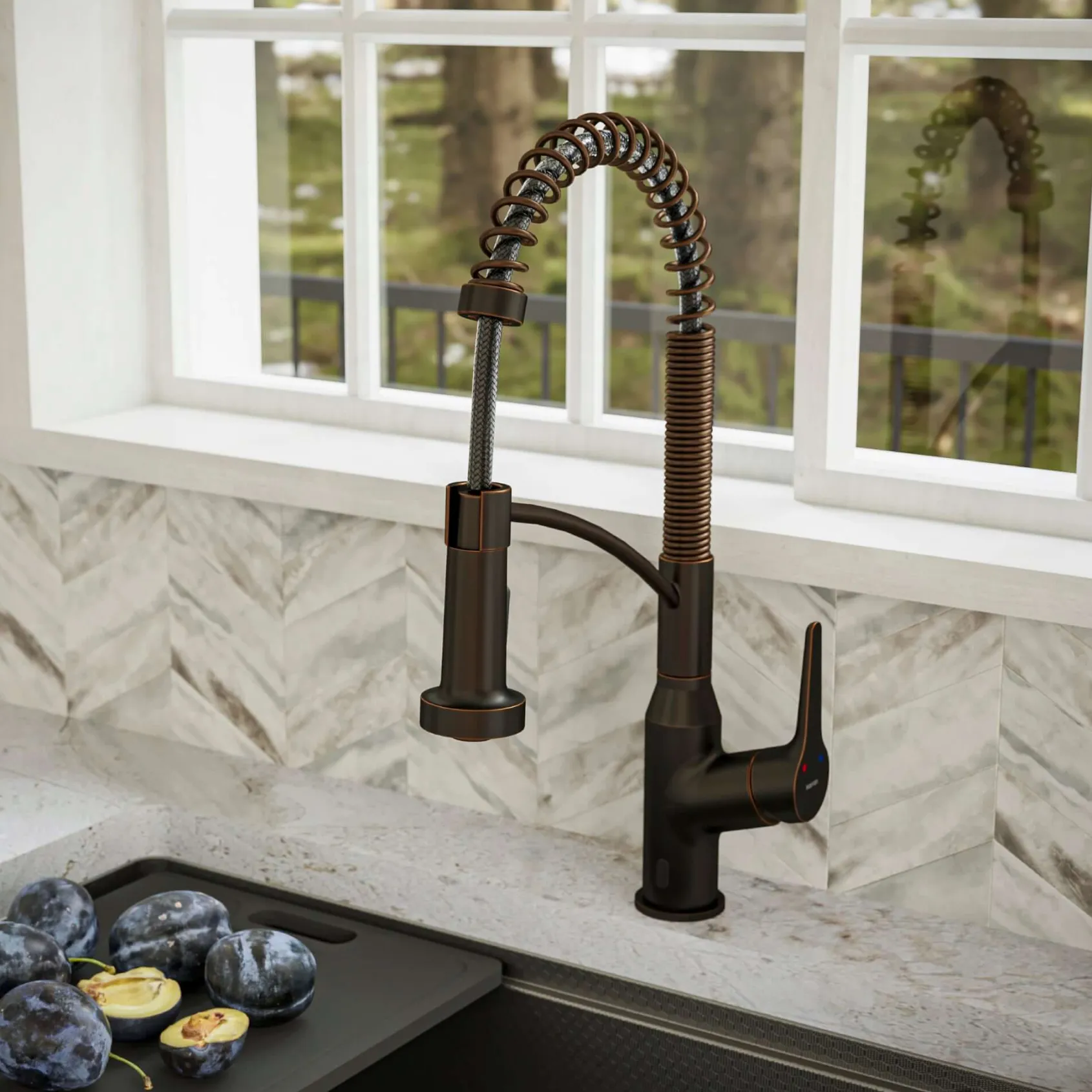 Karran Alston 1.8 GPM Single Lever Handle Lead-free Brass ADA Touchless Kitchen Faucet, Pull-Down, Oil Rubbed Bronze, KKF215ORB