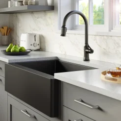 Karran Auburn 1.8 GPM Single Lever Handle Lead-free Brass ADA Kitchen Faucet, Pull-Down Kitchen, Matte Black, KKF310MB